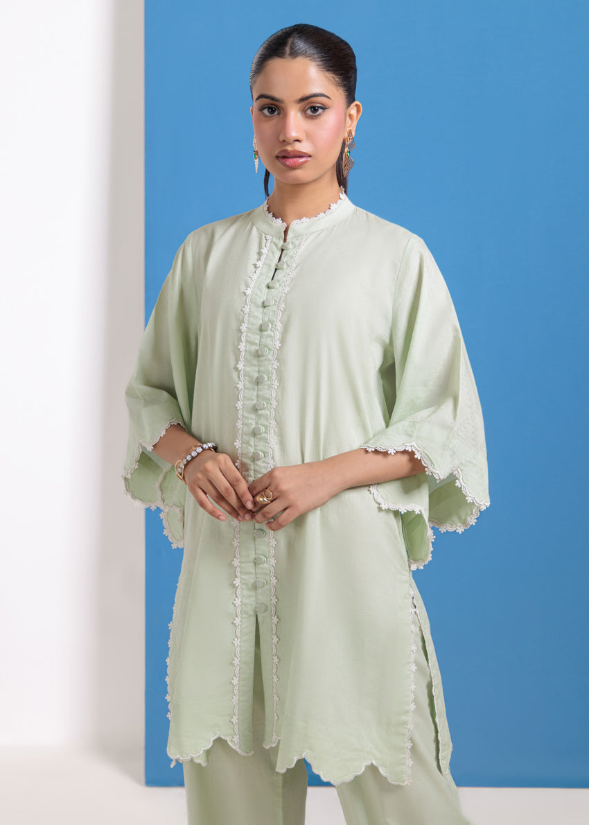 Jacquard Mint Green Stitched Suit - Bonanza