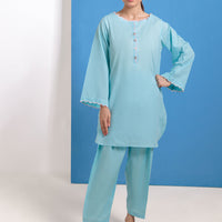 Jacquard Sky Blue Stitched Suit - Bonanza