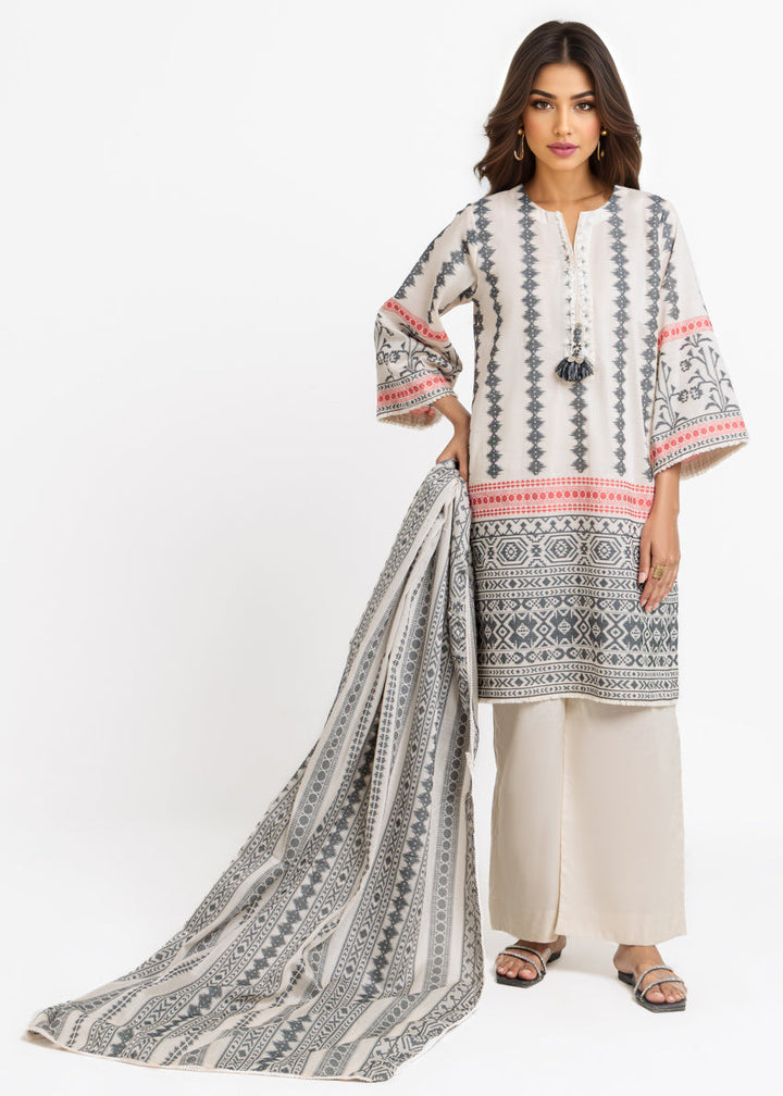 Jacquard Off White Stitched Suit - Bonanza