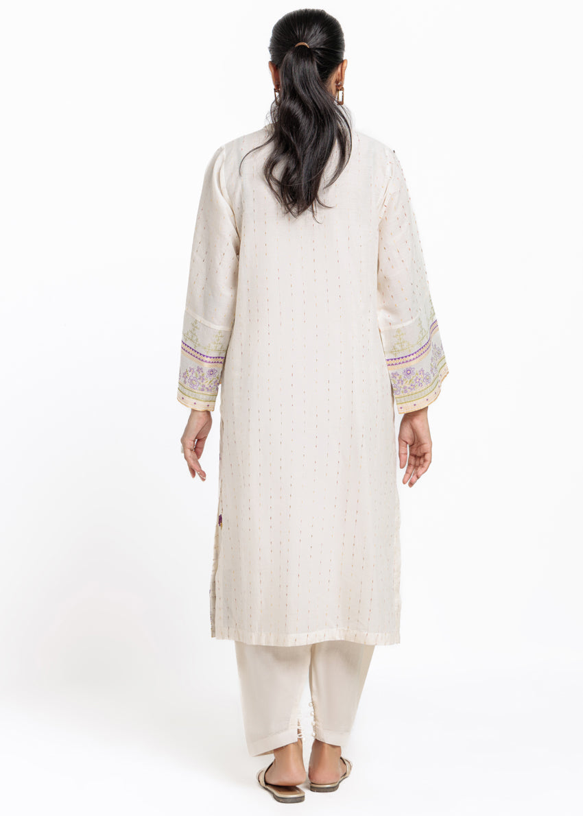 Jacquard Cream Stitched Suit - Bonanza