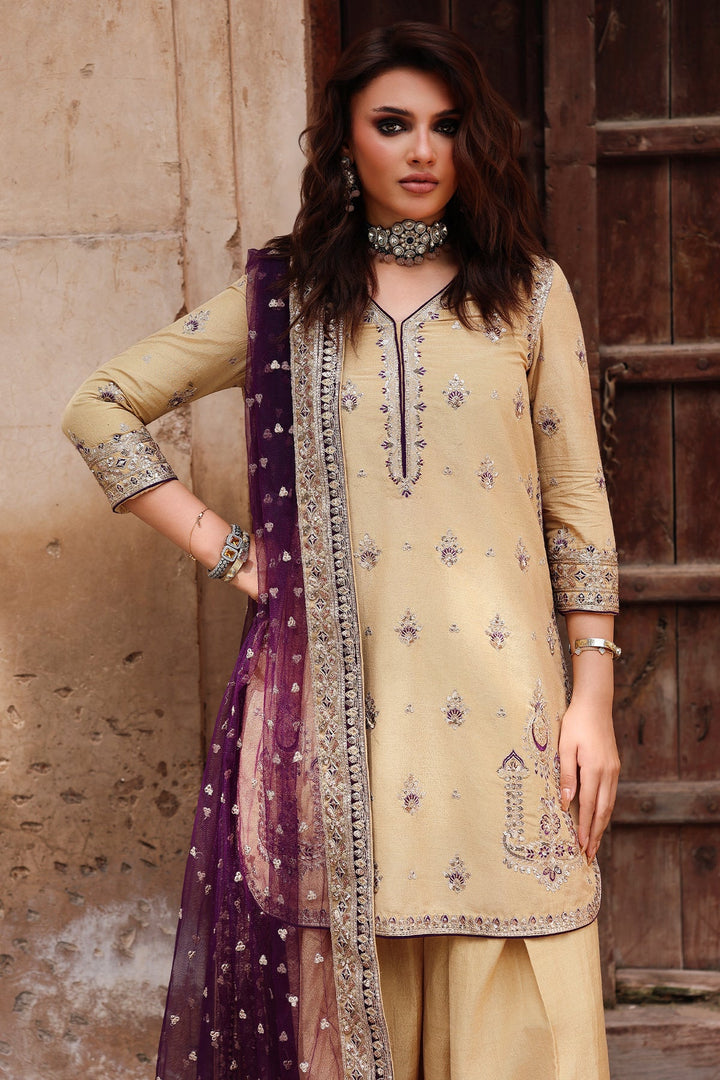Embroidered Raw Silk Skin Stitched Suit - Charizma