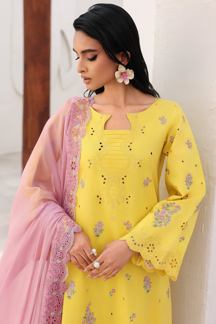 Embroidered Lawn Yellow Stitched Suit - Charizma