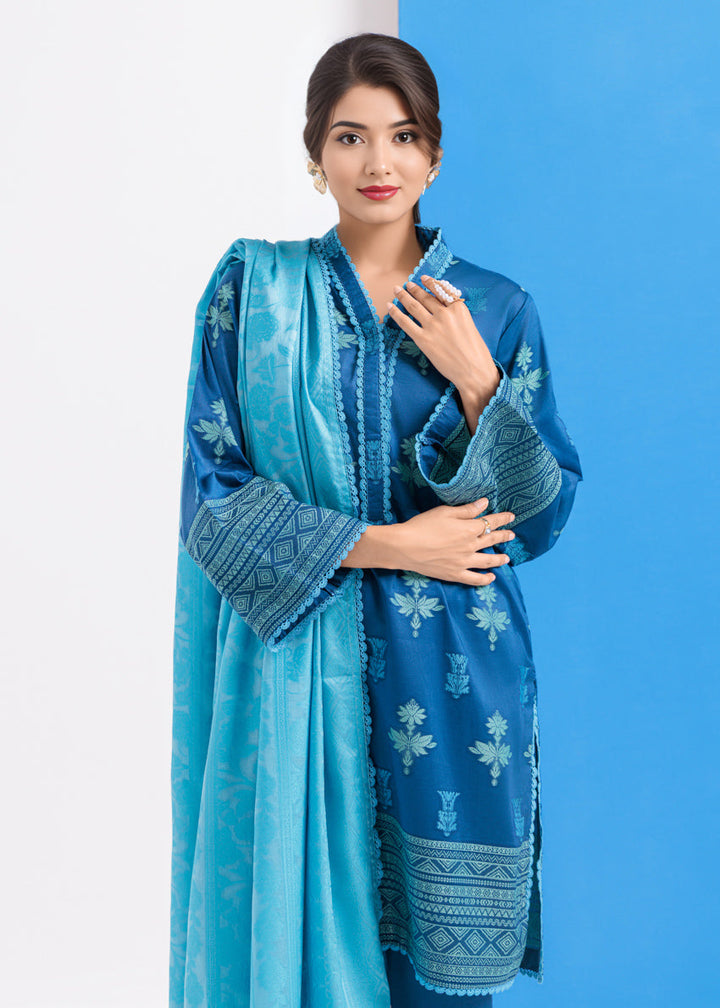 Jacquard Blue Stitched Suit - Bonanza