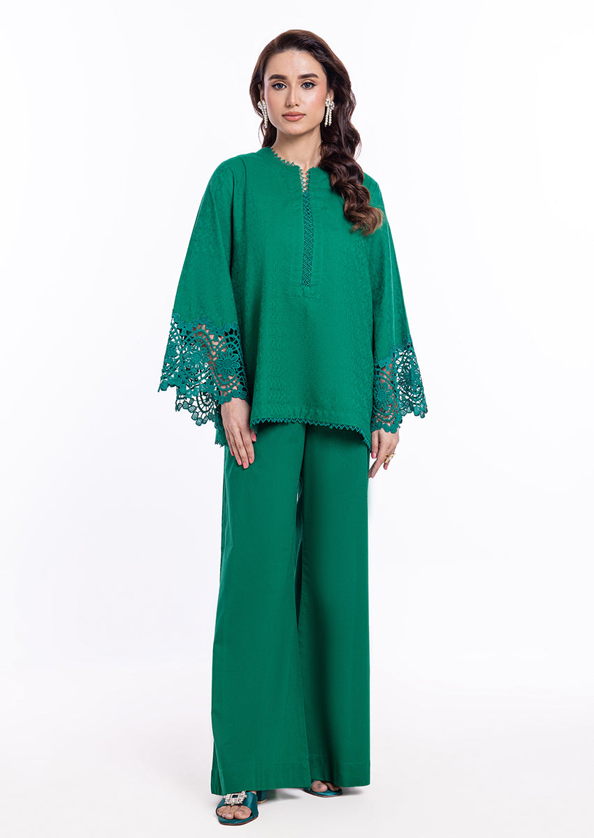 Jacquard Green Stitched Suit - Bonanza