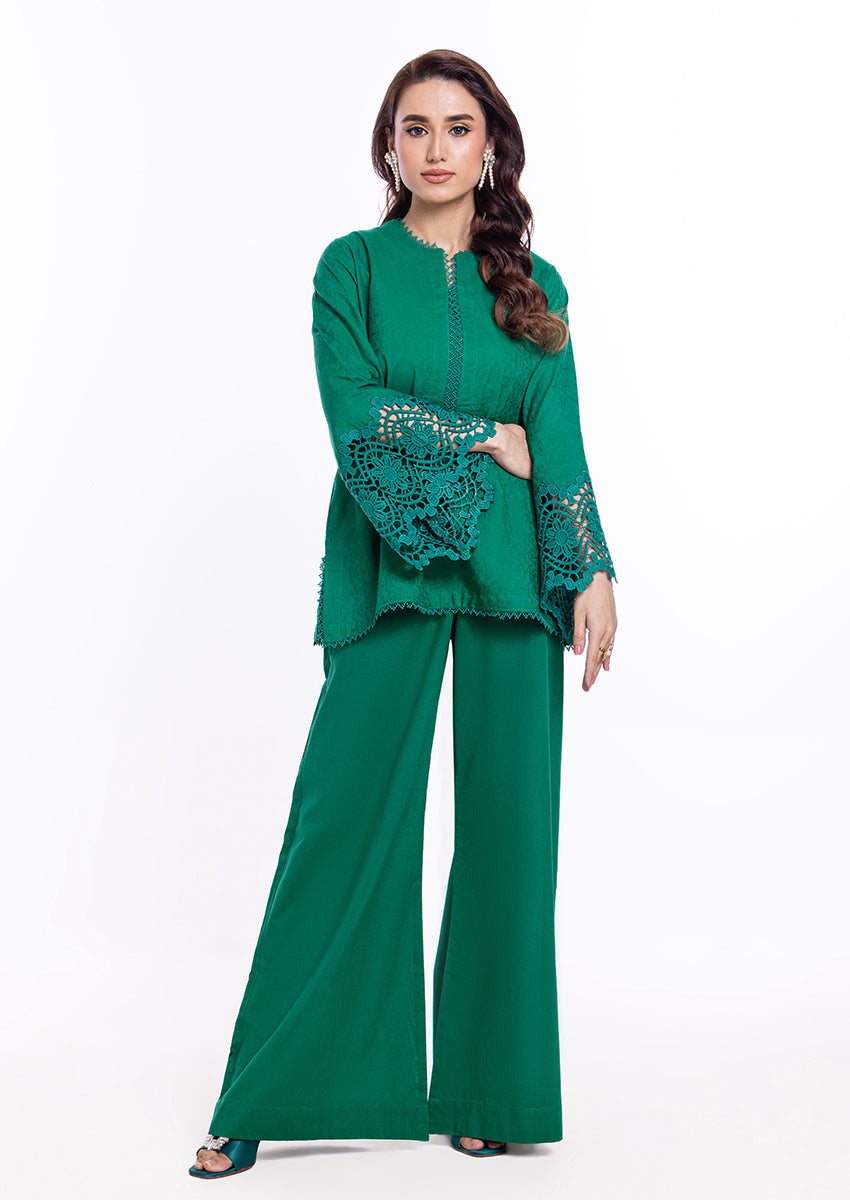 Jacquard Green Stitched Suit - Bonanza