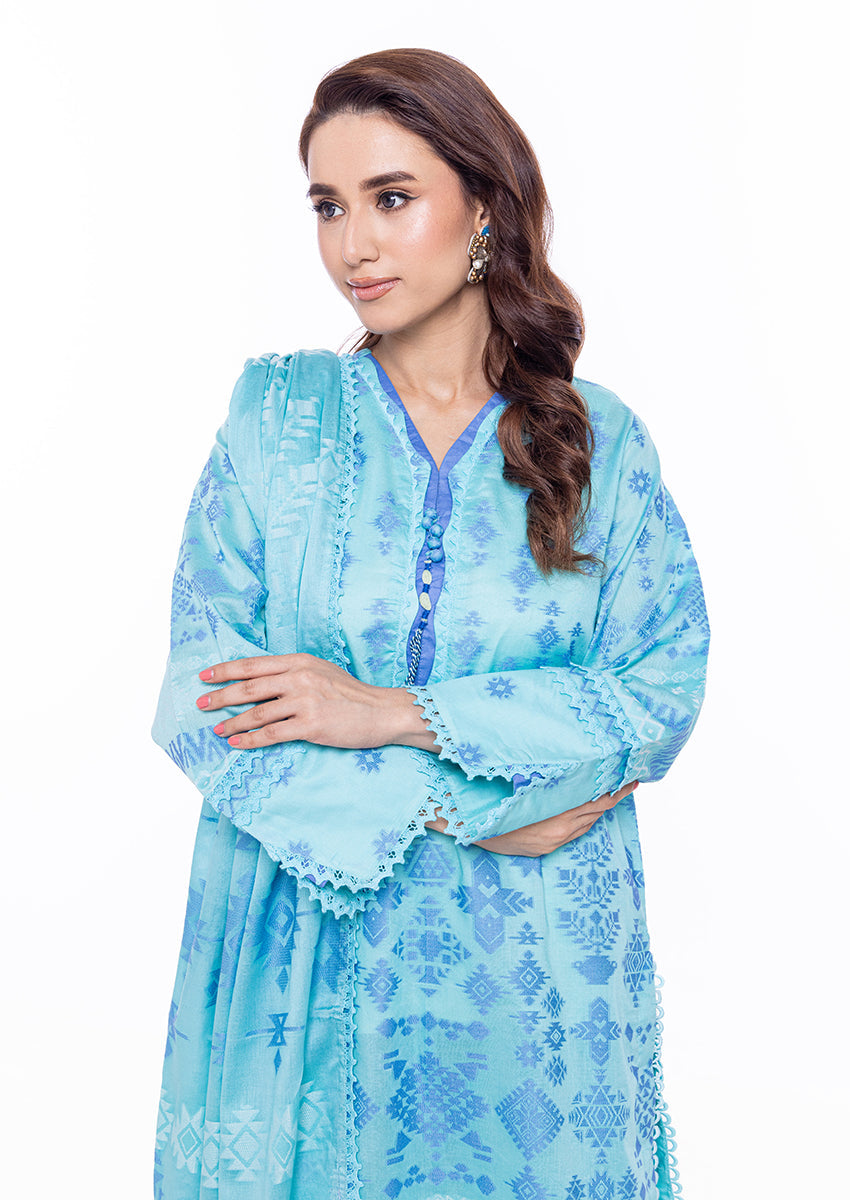 Jacquard Blue Stitched Suit - Bonanza