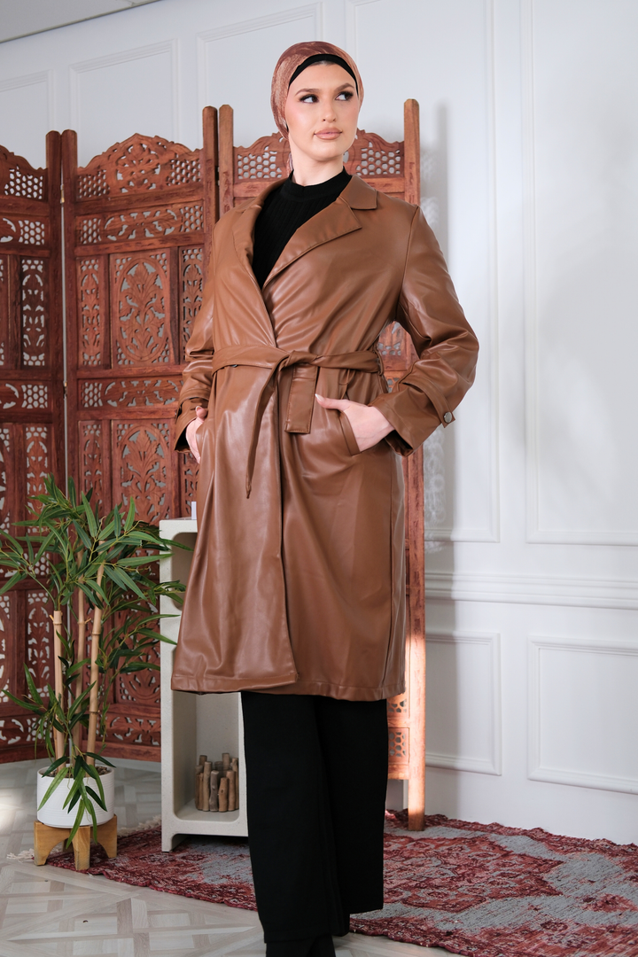 Kaia Leather Trench Coat