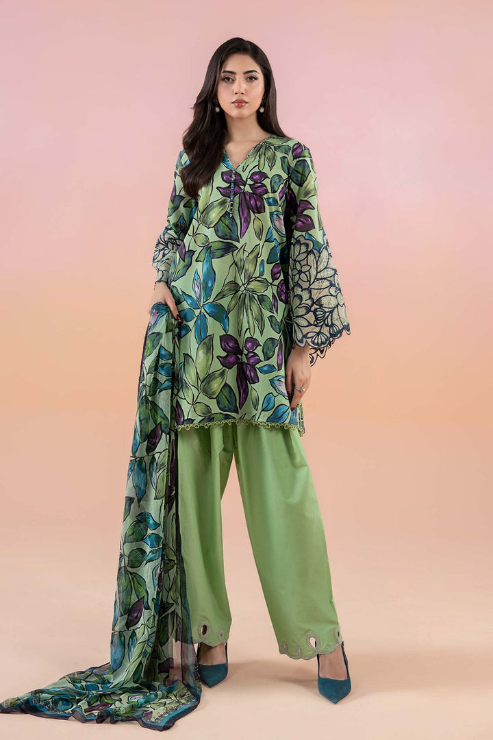 Printed Lawn Green Stitched Suit - Maria B M Prints
