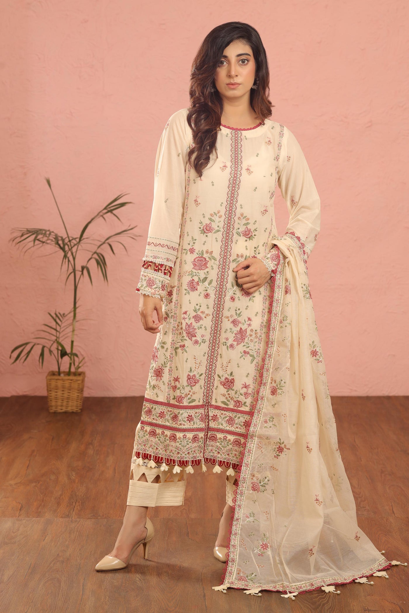 Surreal White - Farasha Luxury Festive Stitched