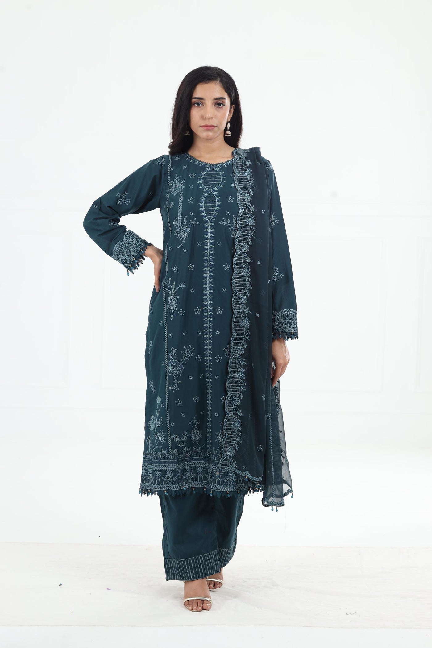 Teal Serenity - Farasha Bahaar Embroidered Lawn Stitched