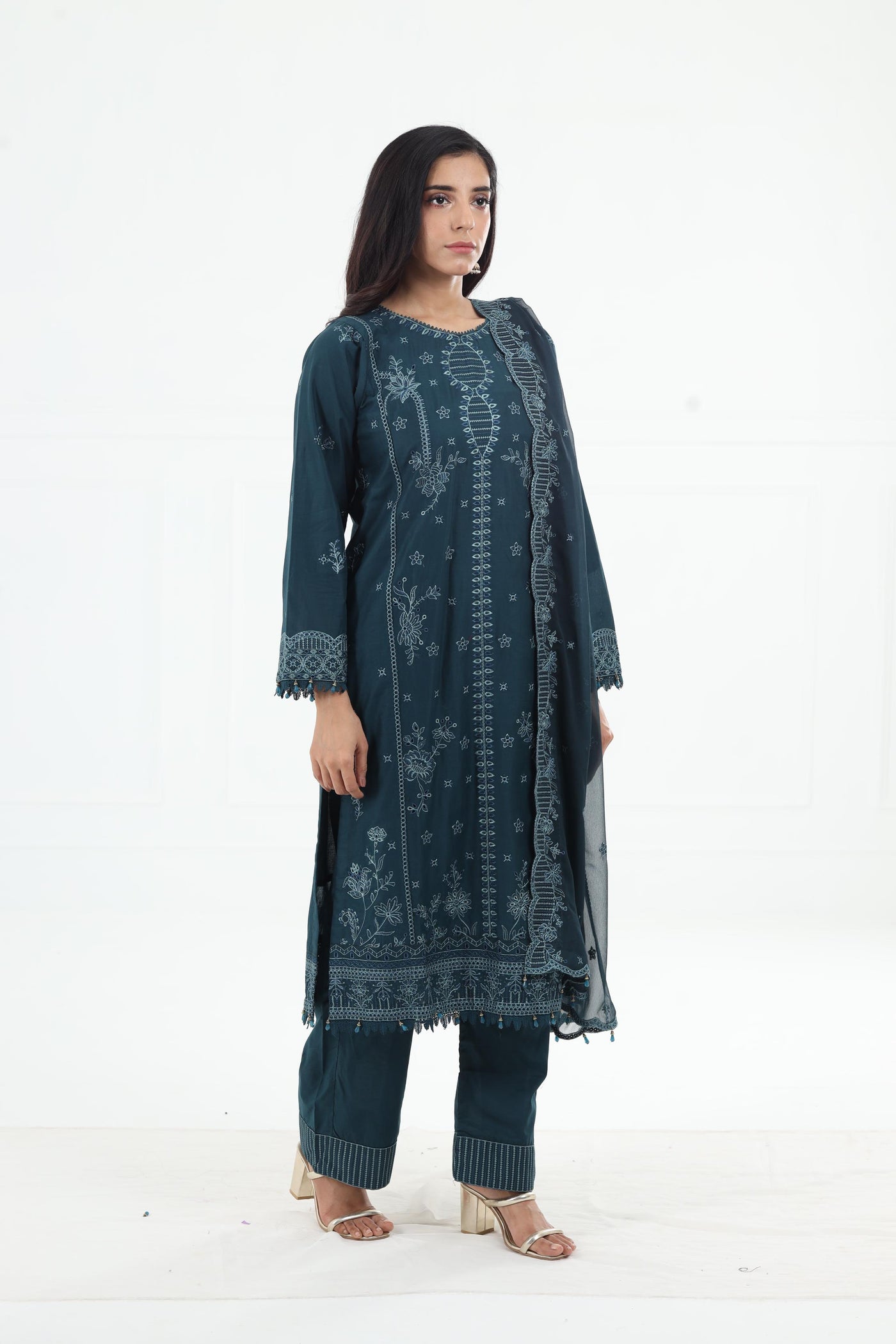 Teal Serenity - Farasha Bahaar Embroidered Lawn Stitched