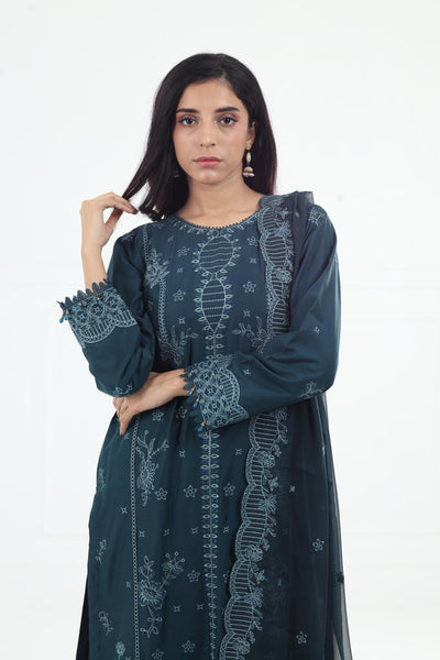 Teal Serenity - Farasha Bahaar Embroidered Lawn Stitched