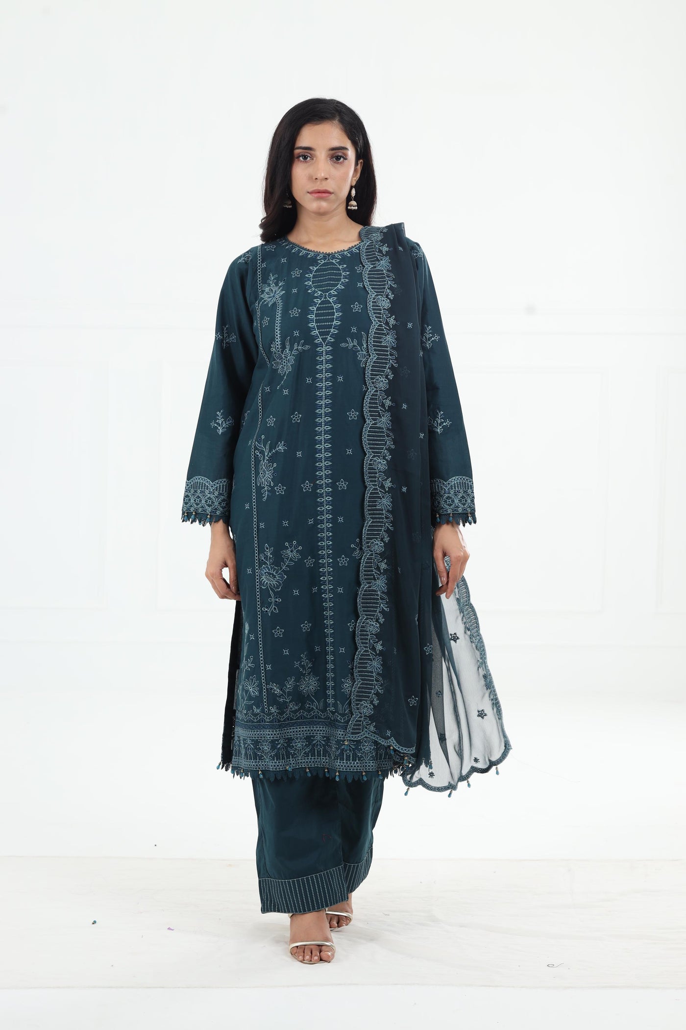 Teal Serenity - Farasha Bahaar Embroidered Lawn Stitched