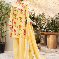 Printed Lawn Yellow Stitched Suit - Maria B M Basics Elaheh Stitched