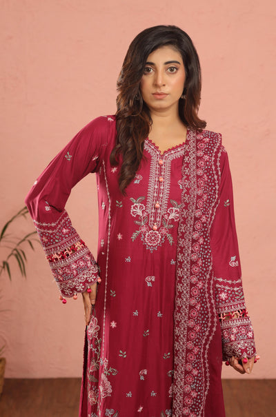 Rosy Somber - Farasha Luxury Festive Stitched