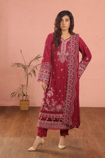 Rosy Somber - Farasha Luxury Festive Stitched