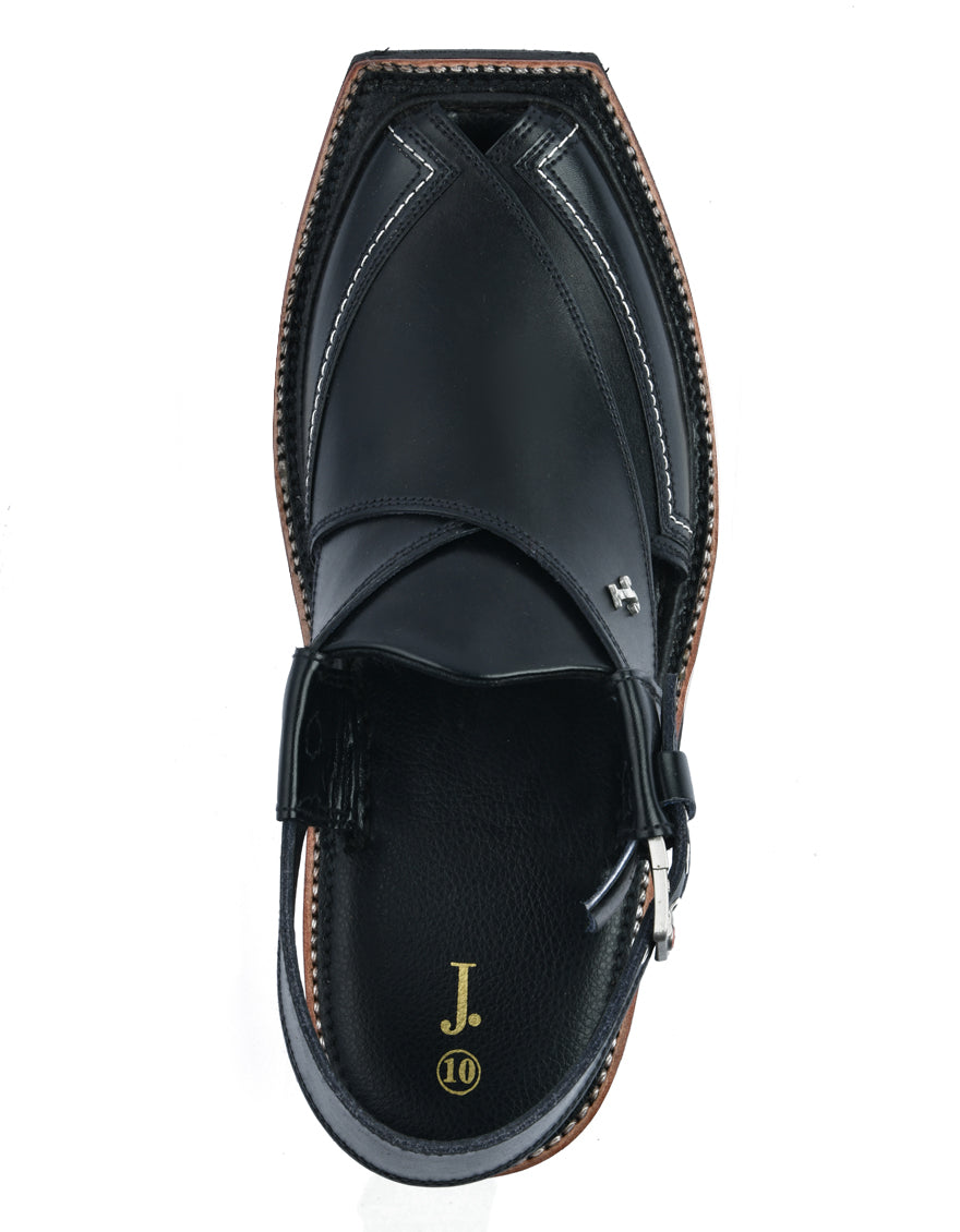 High Chrome Black Peshawari Chappal - J. Junaid Jamshed