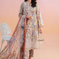 Printed Lawn Beige Stitched Suit - Maria B M Prints