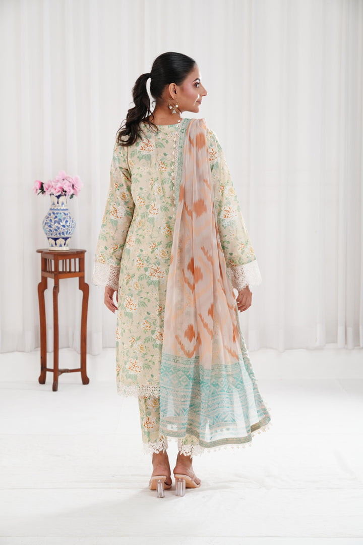 Lush Cream - Farasha Printed Essentials Stitched