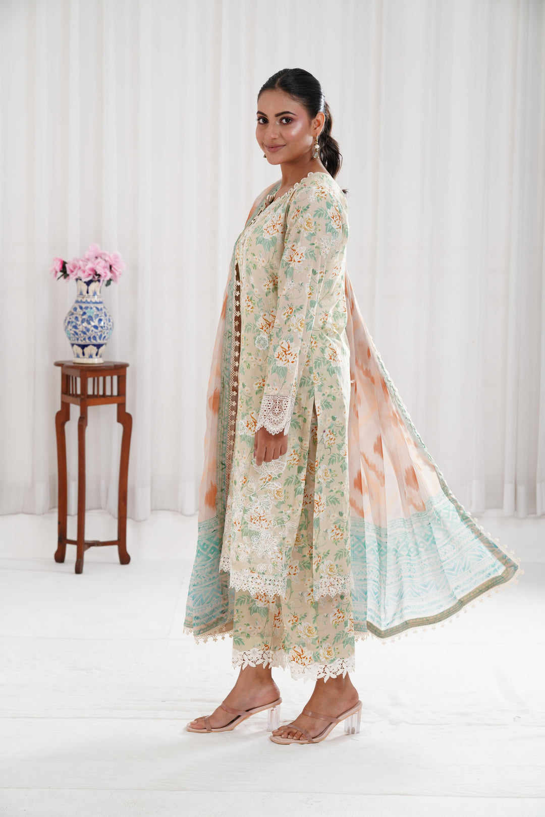 Lush Cream - Farasha Printed Essentials Stitched