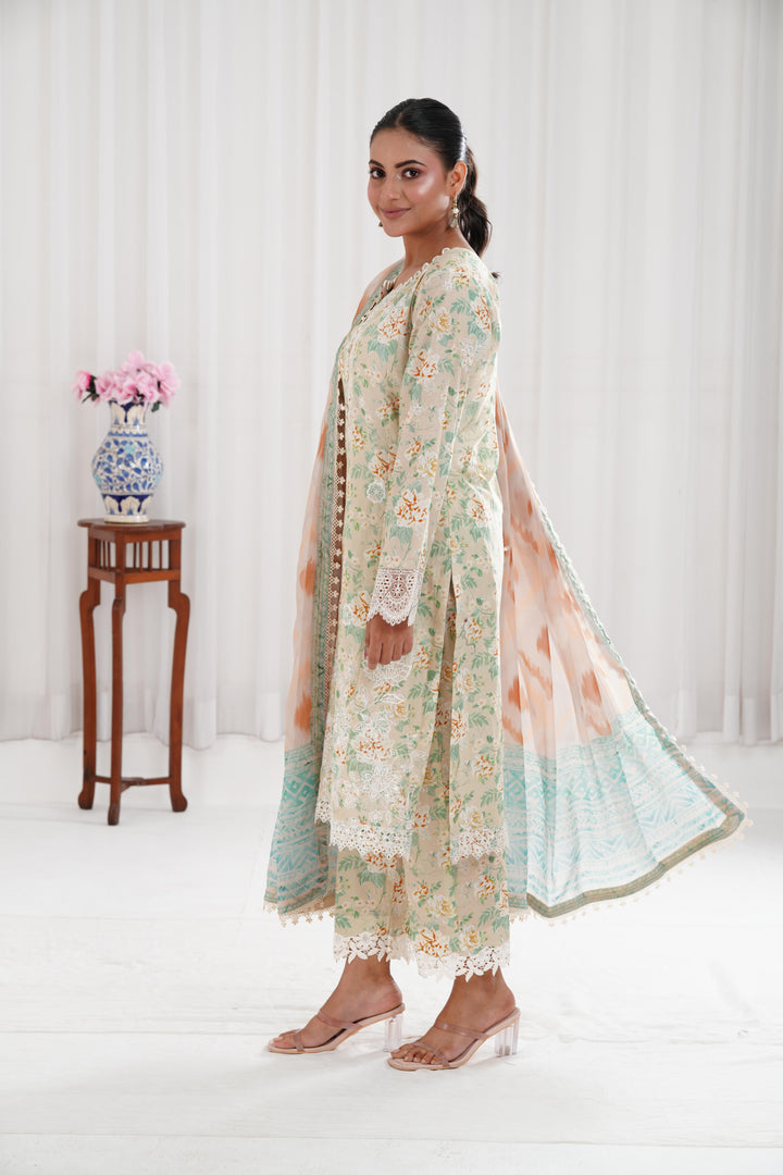 Lush Cream - Farasha Printed Essentials Stitched