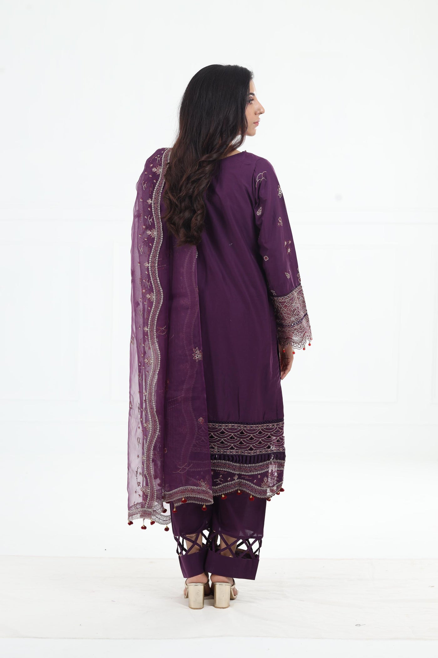 Raven Plum - Farasha Bahaar Embroidered Lawn Stitched