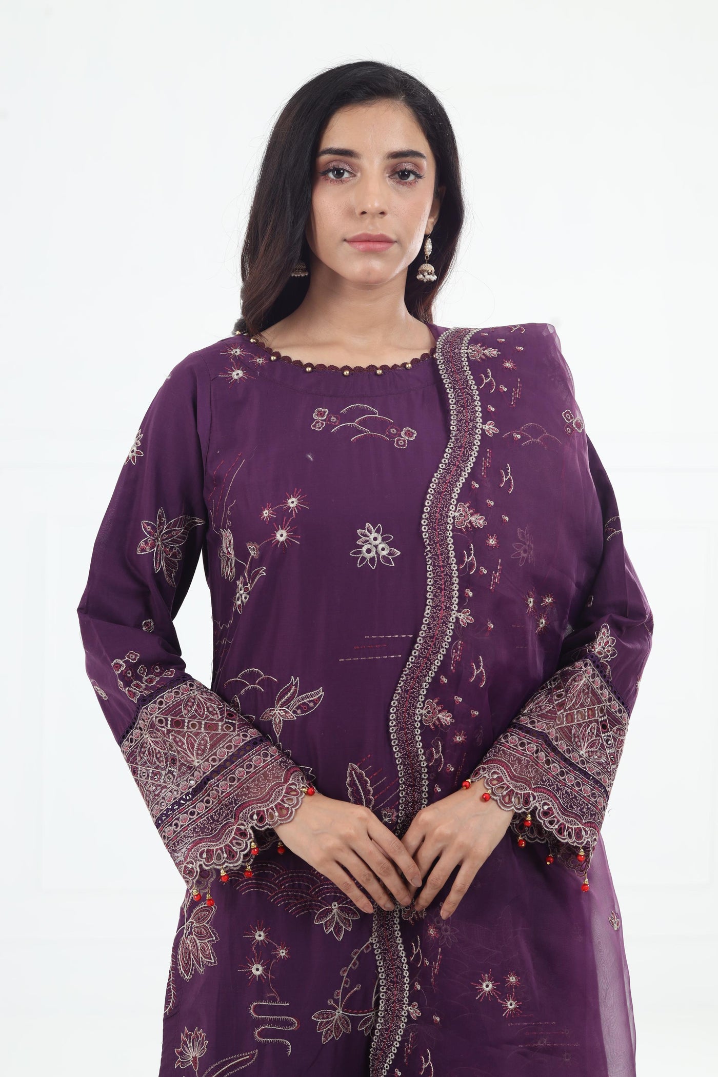 Raven Plum - Farasha Bahaar Embroidered Lawn Stitched