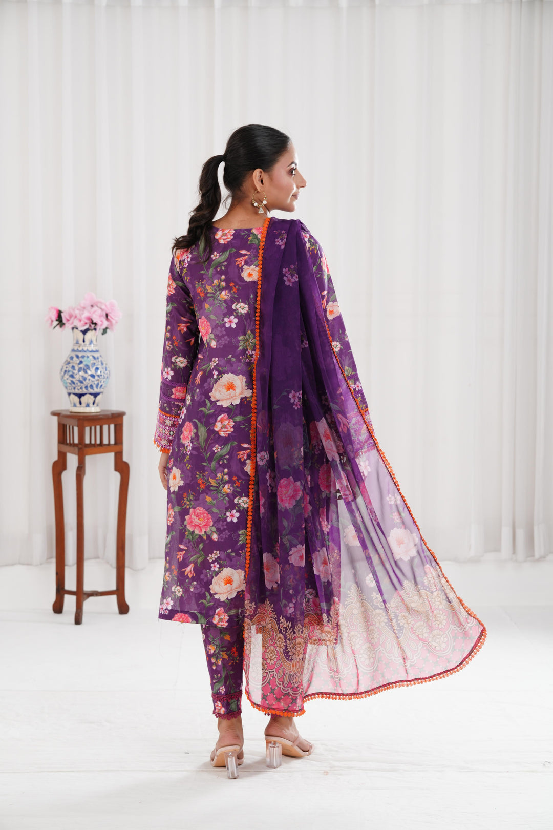 Majestic Purple - Farasha Printed Essentials Stitched