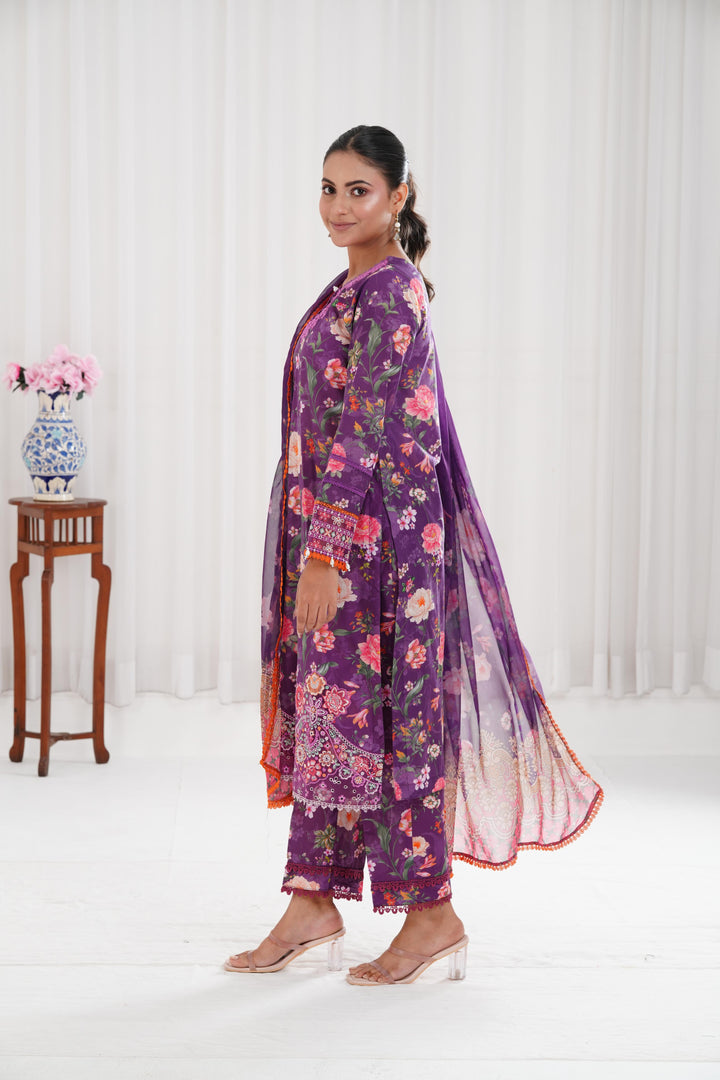 Majestic Purple - Farasha Printed Essentials Stitched