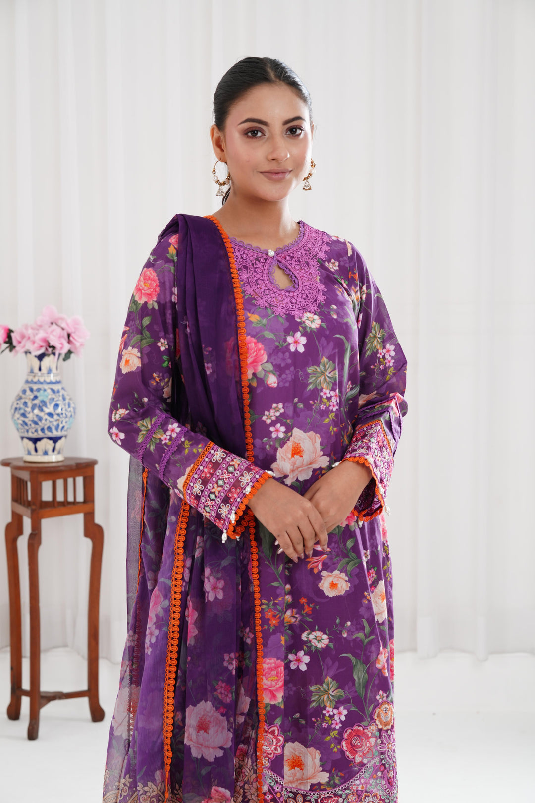 Majestic Purple - Farasha Printed Essentials Stitched