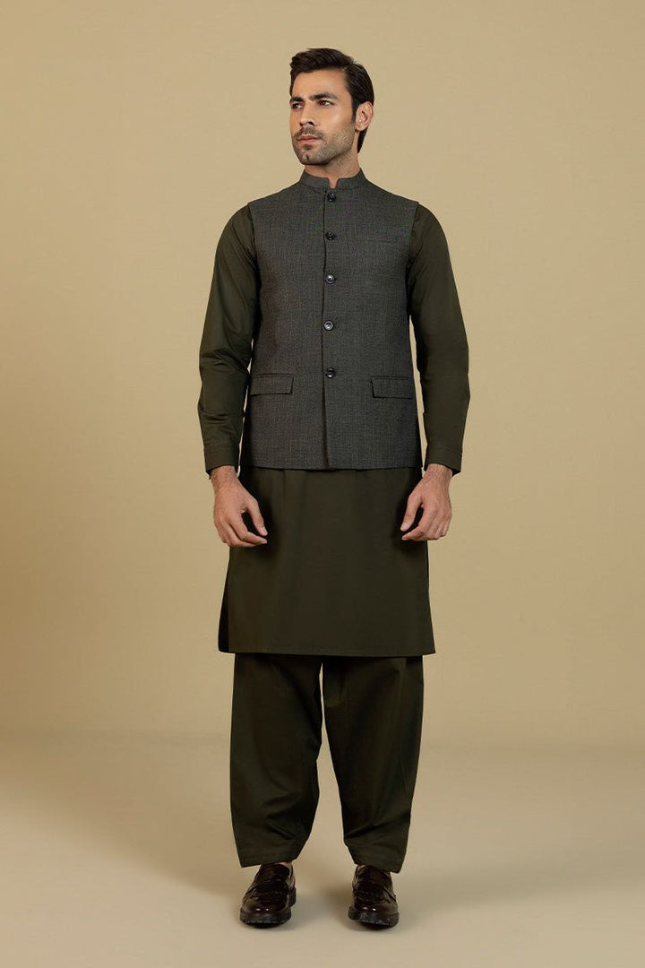 Plain Olive Waistcoat - Sapphire