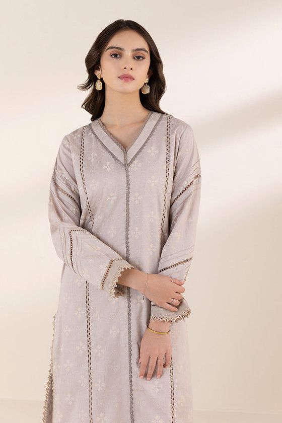 Printed Jacquard Beige 2 Piece Suit - Sapphire