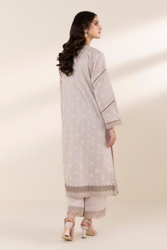 Printed Jacquard Beige 2 Piece Suit - Sapphire