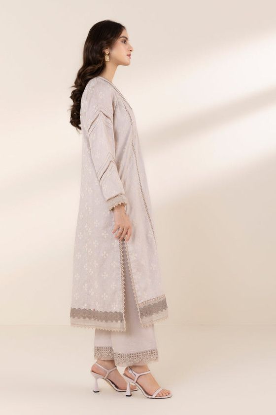 Printed Jacquard Beige 2 Piece Suit - Sapphire