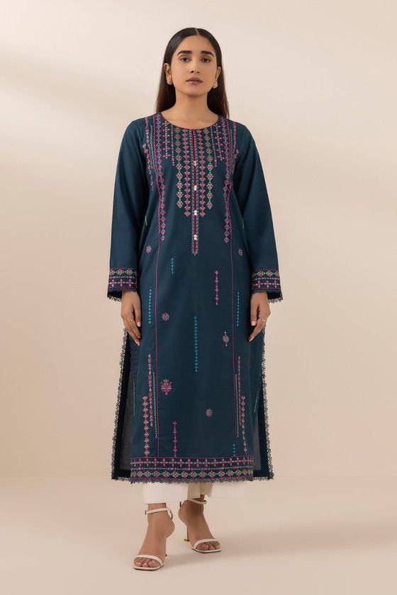 Embroidered Dobby Zinc 2 Piece Suit - Sapphire