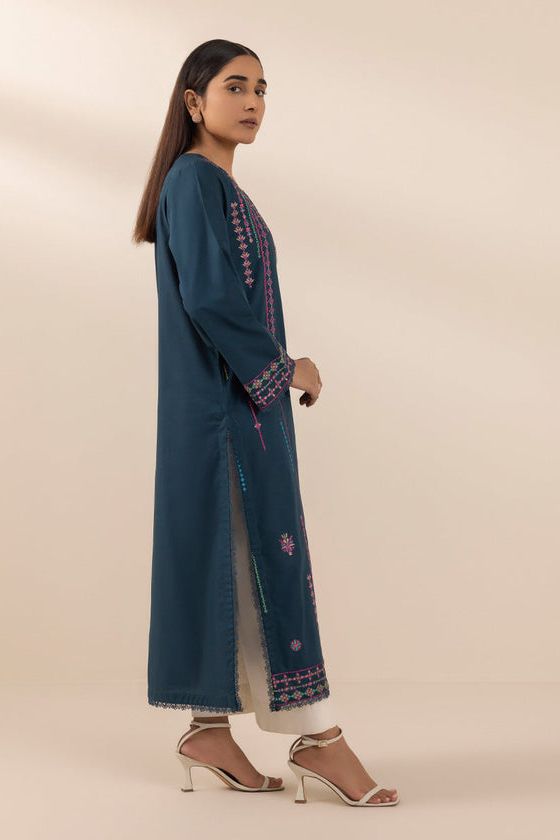 Embroidered Dobby Zinc 2 Piece Suit - Sapphire