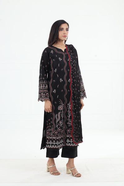 Black Rose - Farasha Bahaar Embroidered Lawn Stitched