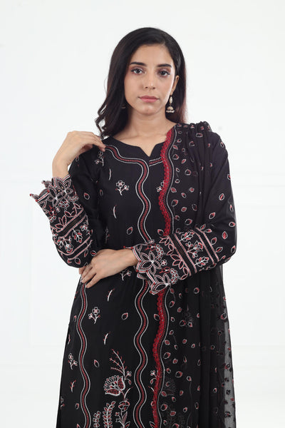 Black Rose - Farasha Bahaar Embroidered Lawn Stitched