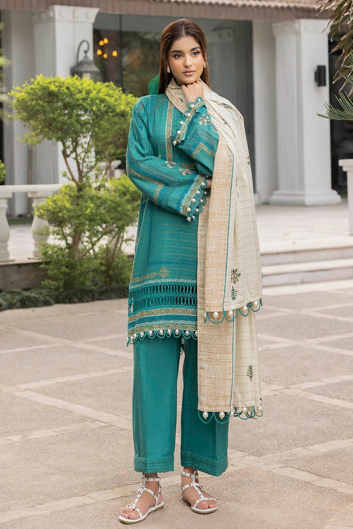 Khaddar Printed Sea Green Stitched Suit - Gul Ahmed