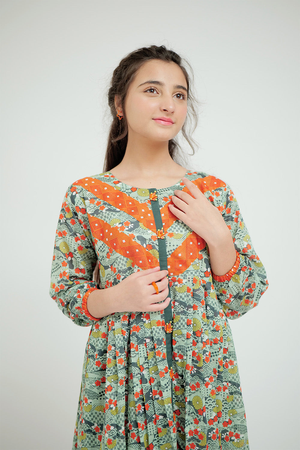 Cotton Lawn Printed Green Kurti - Senorita