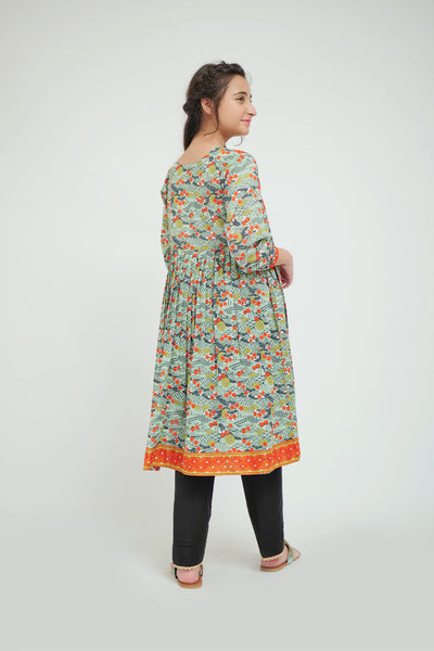 Cotton Lawn Printed Green Kurti - Senorita