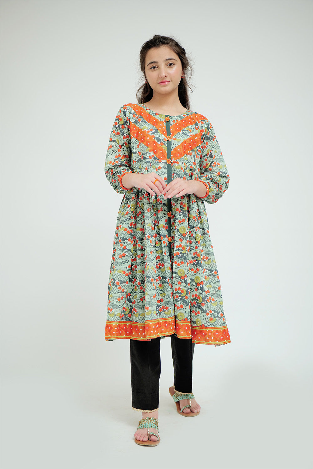 Cotton Lawn Printed Green Kurti - Senorita