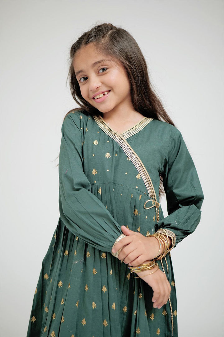Cotton Plain Cambric Bottle Green Stitched Suit - Senorita