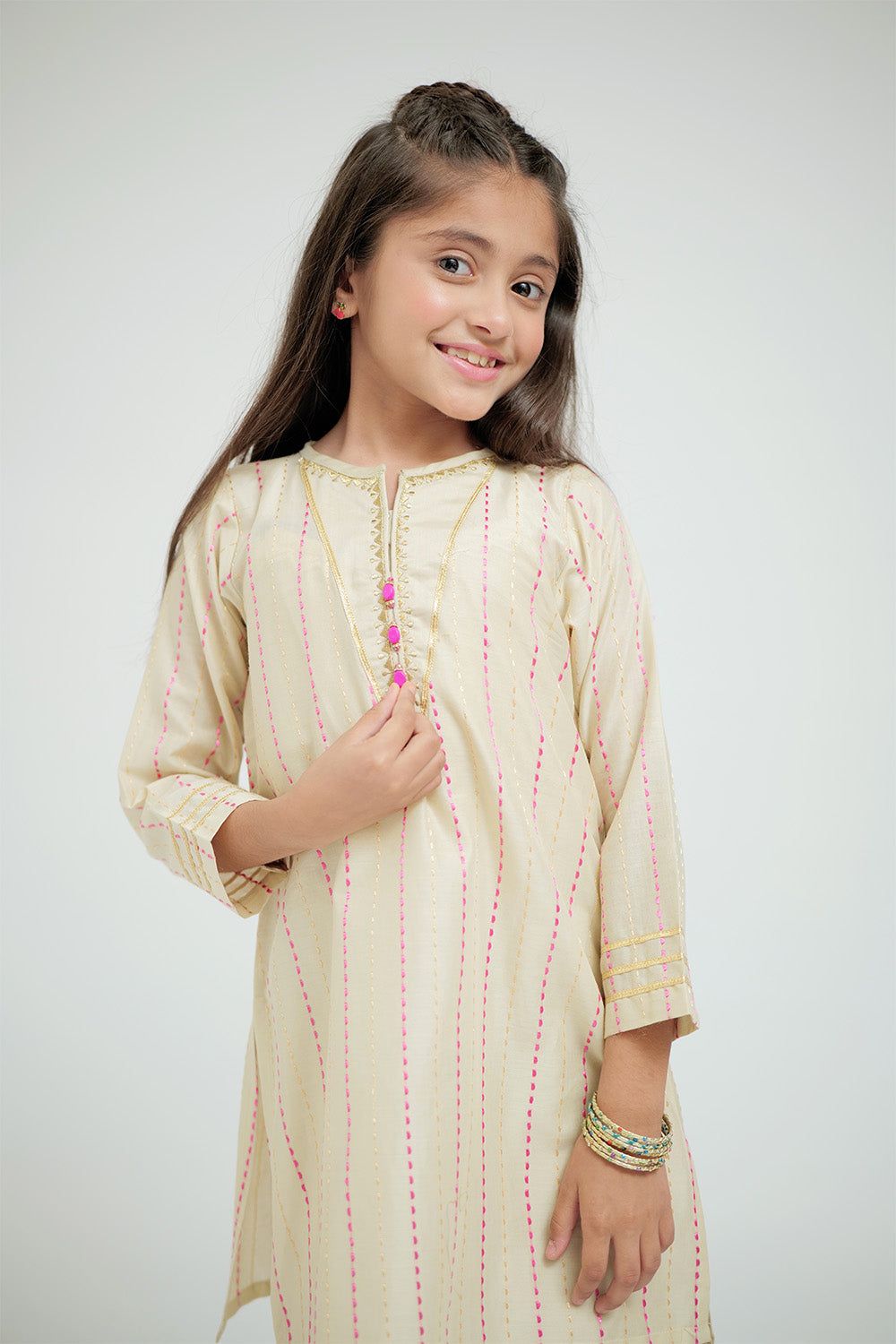 Cotton Dobby Jacquard Fawn Stitched Suit - Senorita