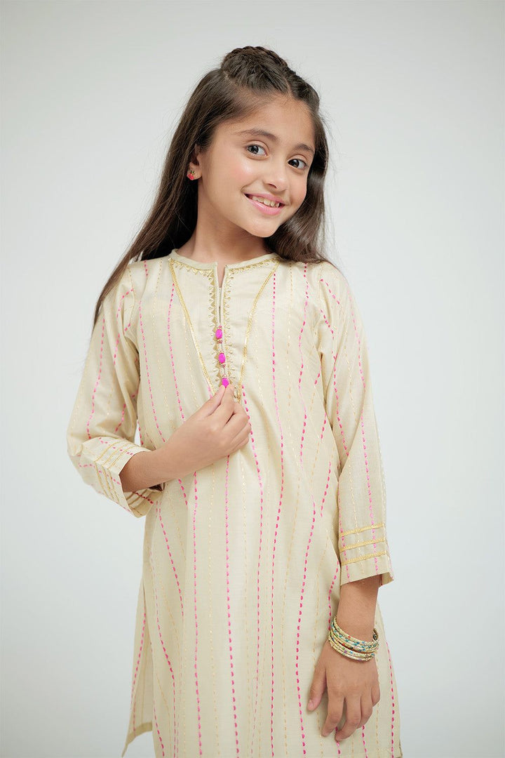 Cotton Dobby Jacquard Fawn Stitched Suit - Senorita