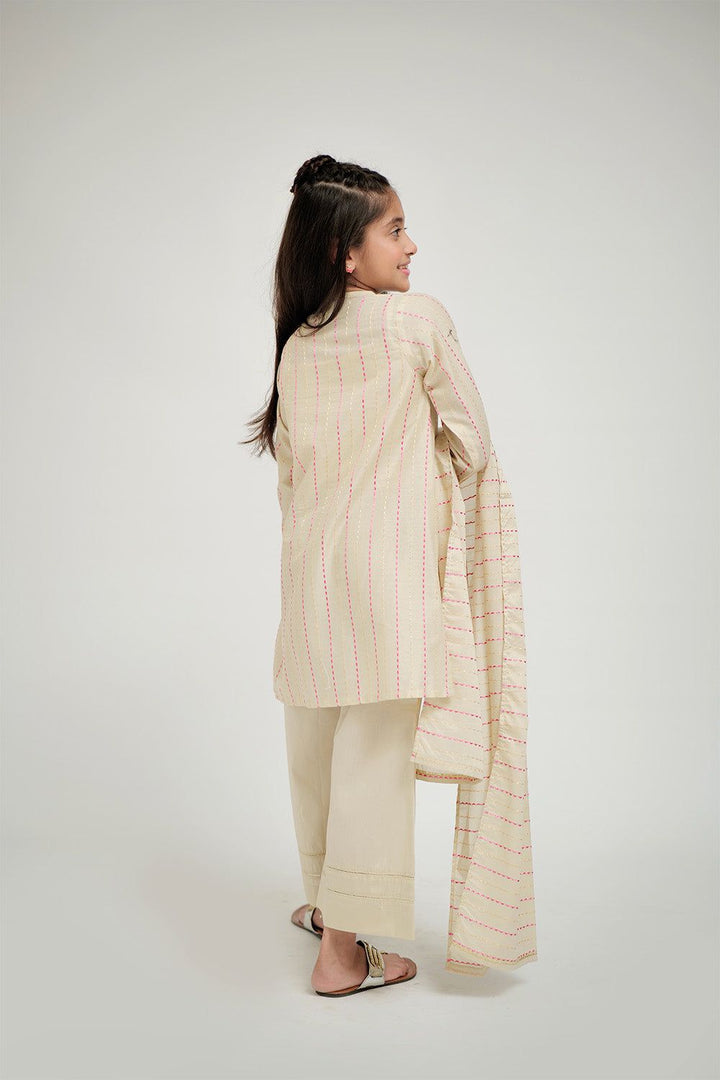 Cotton Dobby Jacquard Fawn Stitched Suit - Senorita