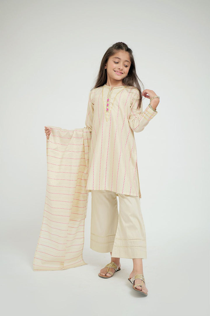 Cotton Dobby Jacquard Fawn Stitched Suit - Senorita