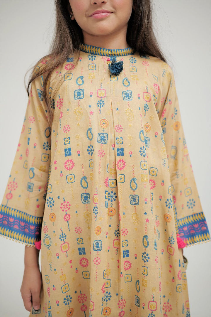 Cotton Gold Print Lawn Fawn Stitched Suit - Senorita