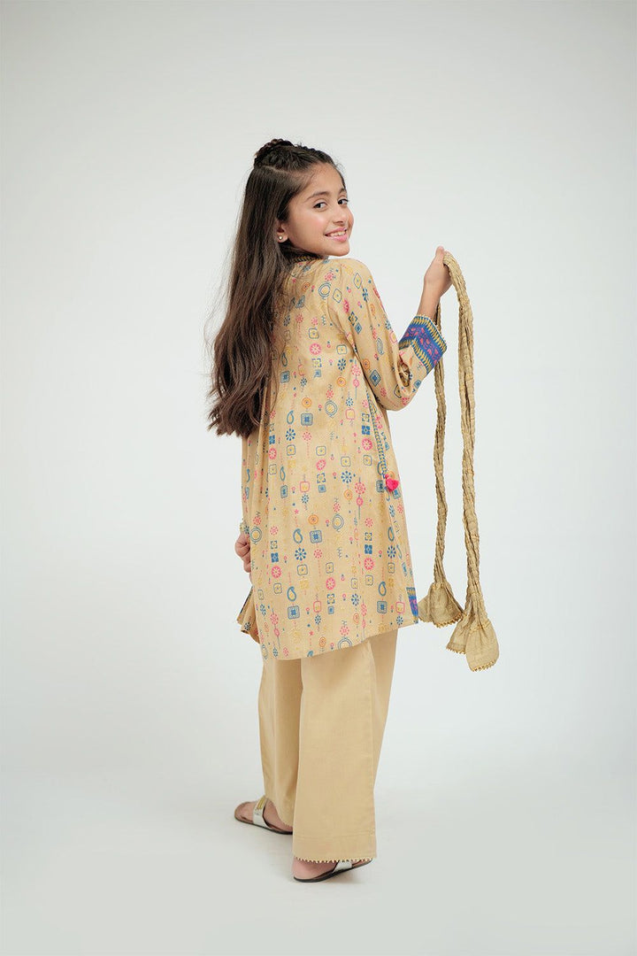 Cotton Gold Print Lawn Fawn Stitched Suit - Senorita