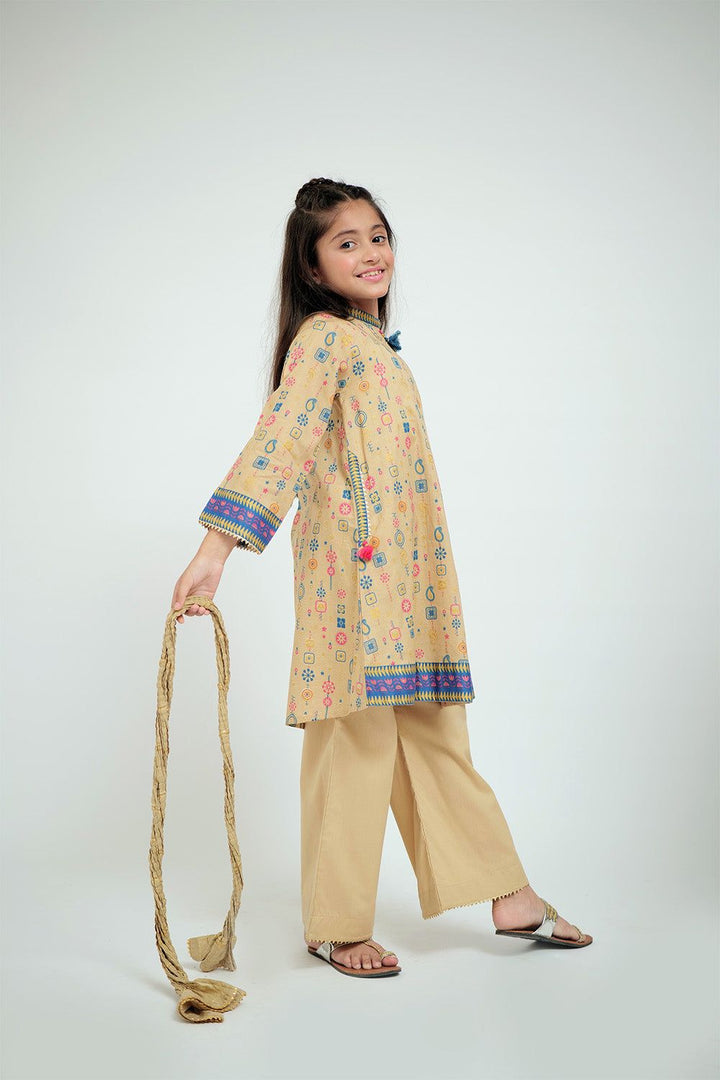 Cotton Gold Print Lawn Fawn Stitched Suit - Senorita